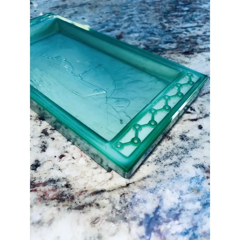Ship Brasil Maru O.S.K Line Malachite Glass Made In Japan Ashtray Shipping Cargo